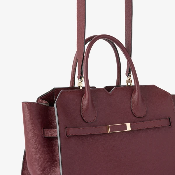 Valextra Milano Two Handles Medium Bag in Claret Red | Totes & Top-Handle Bags | Luxury Shoes 