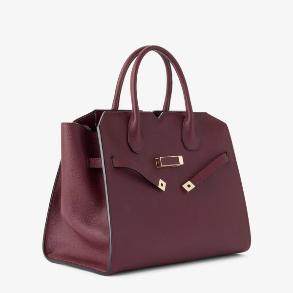 Valextra Milano Two Handles Medium Bag in Claret Red | Totes & Top-Handle Bags | Luxury Shoes 