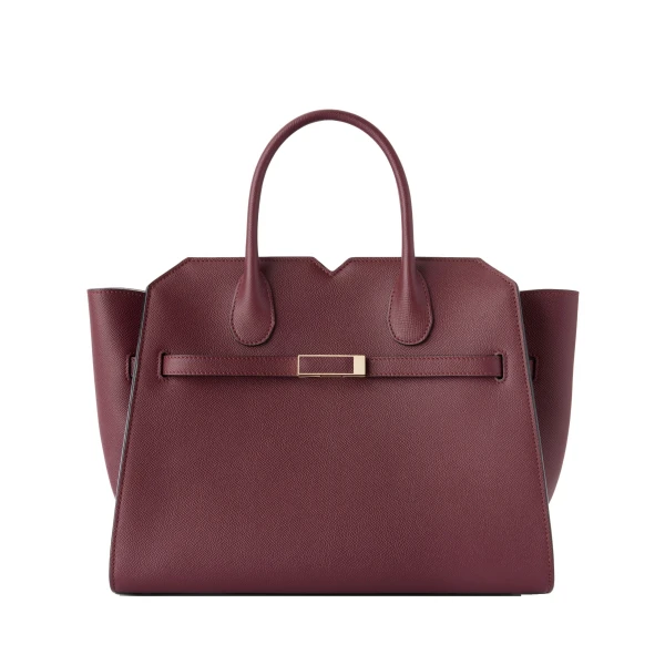 Valextra Milano Two Handles Medium Bag in Claret Red | Totes & Top-Handle Bags | Luxury Shoes 