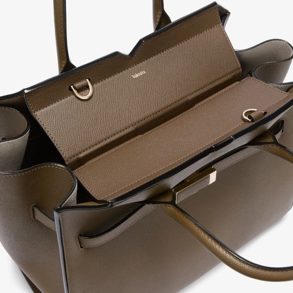Valextra Milano Two Handles Medium Bag in Khaki | Totes & Top-Handle Bags | Luxury Shoes 