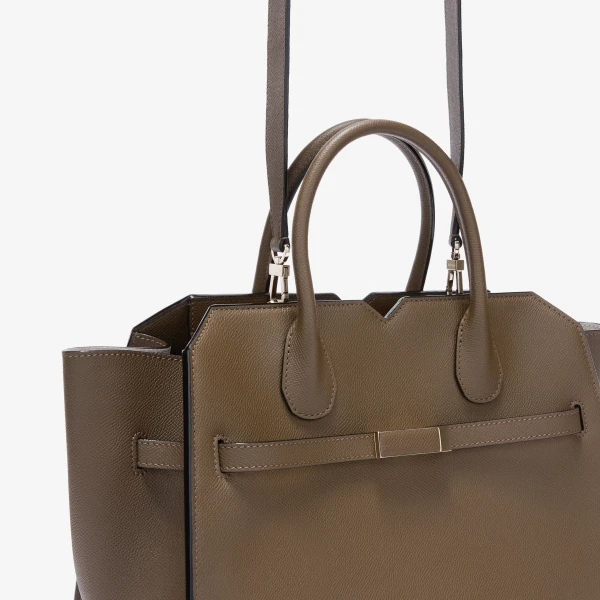 Valextra Milano Two Handles Medium Bag in Khaki | Totes & Top-Handle Bags | Luxury Shoes 