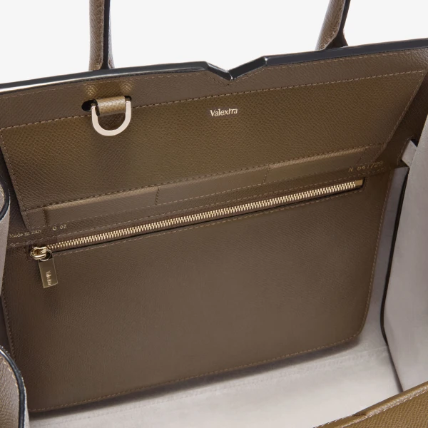 Valextra Milano Two Handles Medium Bag in Khaki | Totes & Top-Handle Bags | Luxury Shoes 