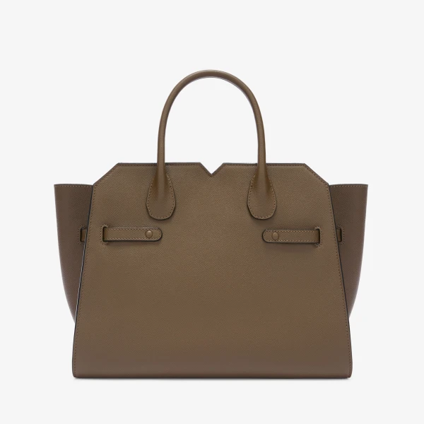 Valextra Milano Two Handles Medium Bag in Khaki | Totes & Top-Handle Bags | Luxury Shoes 