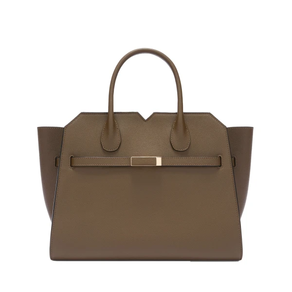 Valextra Milano Two Handles Medium Bag in Khaki | Totes & Top-Handle Bags | Luxury Shoes 