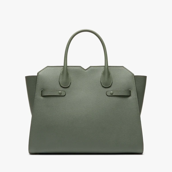 Valextra Milano Two Handles Medium Bag in Musk Green | Totes & Top-Handle Bags | Luxury Shoes 