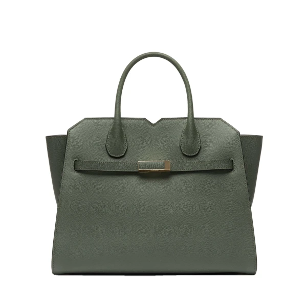 Valextra Milano Two Handles Medium Bag in Musk Green | Totes & Top-Handle Bags | Luxury Shoes 