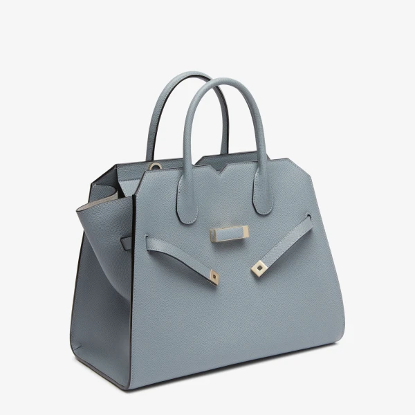 Valextra Milano Two Handles Medium Bag in Niagara Blue | Totes & Top-Handle Bags | Luxury Shoes 