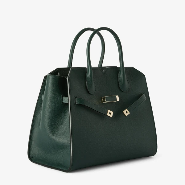 Valextra Milano Two Handles Medium Bag in Valextra Green | Totes & Top-Handle Bags | Luxury Shoes 