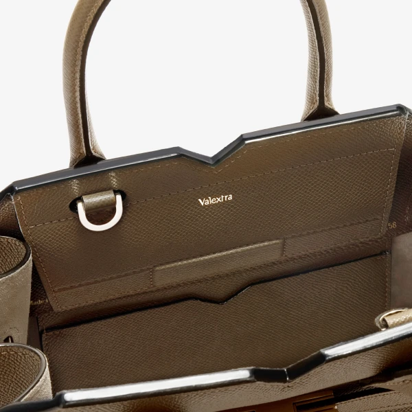 Valextra Milano Two Handles Mini Bag in Khaki | Mini Bags | Luxury Shoes 