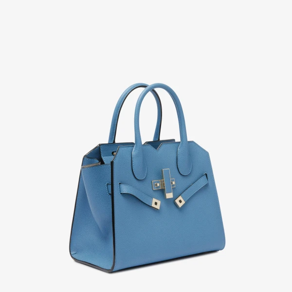 Valextra Milano Two Handles Mini Bag in Nebula Blue | Mini Bags | Luxury Shoes 