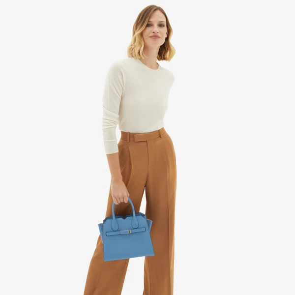 Valextra Milano Two Handles Mini Bag in Nebula Blue | Mini Bags | Luxury Shoes 
