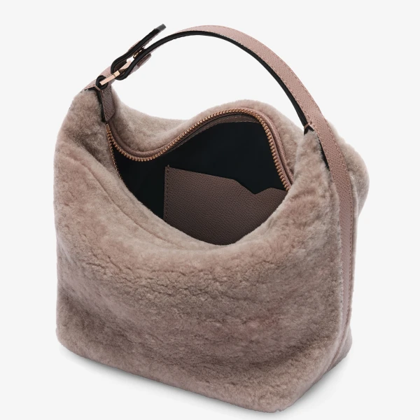 Valextra Mochi Shearling Top Handle Mini Bag in Sahara | Mini Bags | Luxury Shoes 