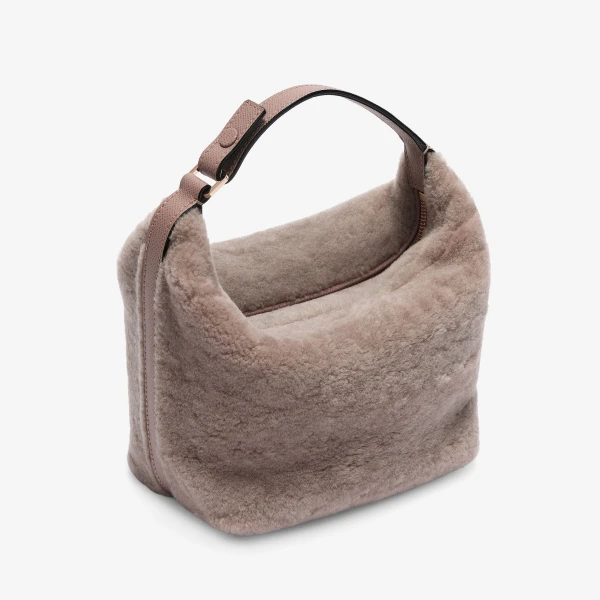 Valextra Mochi Shearling Top Handle Mini Bag in Sahara | Mini Bags | Luxury Shoes 