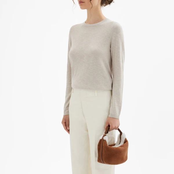 Valextra Mochi Suede Shearling Top Handle Mini Bag in Chocolate Brown | Mini Bags | Luxury Shoes 