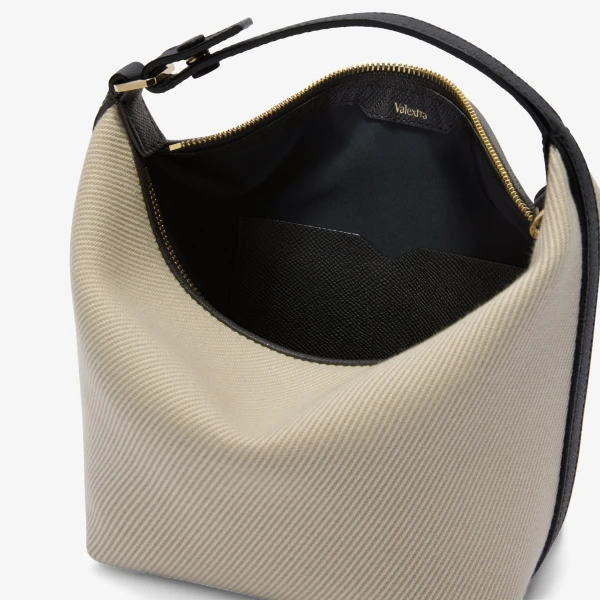 Valextra Mochi Textured Canvas Top Handle Mini Bag in Grey and Black | Mini Bags | Luxury Shoes 