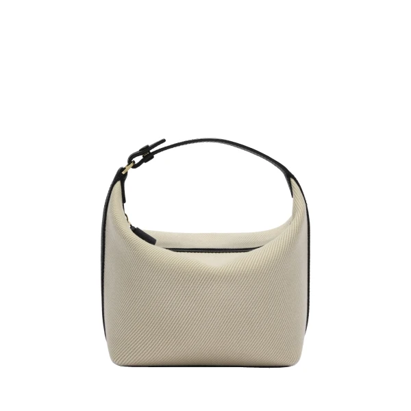 Mochi Textured Canvas Top Handle Mini Bag in Grey and Black