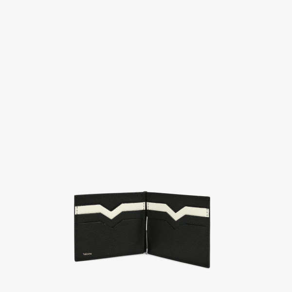 Valextra Money Clip 6CC Wallet in Black and Pergamena White | Wallets & Purses | Luxury Shoes 