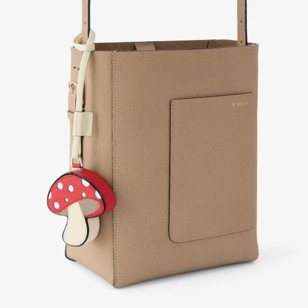 Valextra Mushroom Charm in Crimson Red, Pergamena White and Sahara Brown | Bag charms | Luxury Shoes 