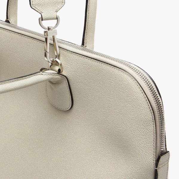 Valextra MyLogo Bowling Bag in Linen Grey | Men Bags | Luxury Shoes 