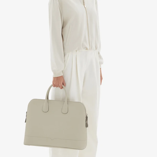 Valextra MyLogo Bowling Bag in Linen Grey | Men Bags | Luxury Shoes 