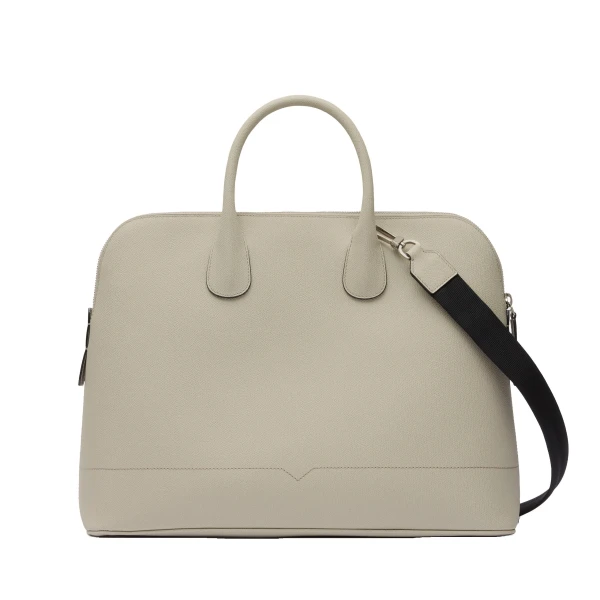 Valextra MyLogo Bowling Bag in Linen Grey | Men Bags | Luxury Shoes 