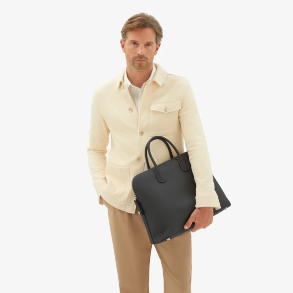 Valextra MyLogo Bowling Bag in Smokey Grey | Men Bags | Luxury Shoes 