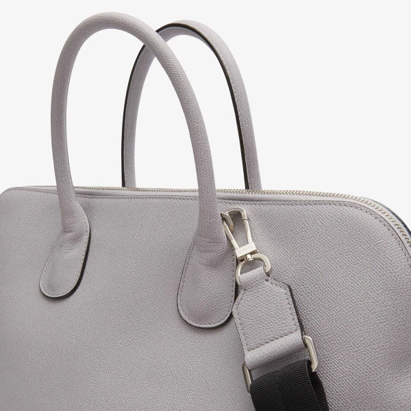 Valextra MyLogo Bowling Bag in Stone Grey | Men Bags | Luxury Shoes 