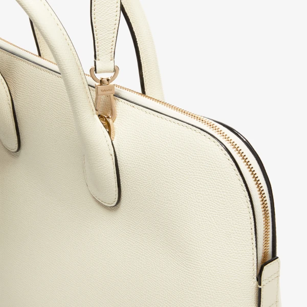 Valextra MyLogo Bowling Medium Bag in Pergamena White | Totes & Top-Handle Bags | Luxury Shoes 