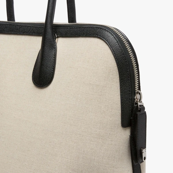 Valextra MyLogo Canvas Bowling Bag in Sand Brown and Black | Men Bags | Luxury Shoes 