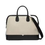 Valextra MyLogo Canvas Bowling Bag in Sand Brown and Black | Men Bags | Luxury Shoes 
