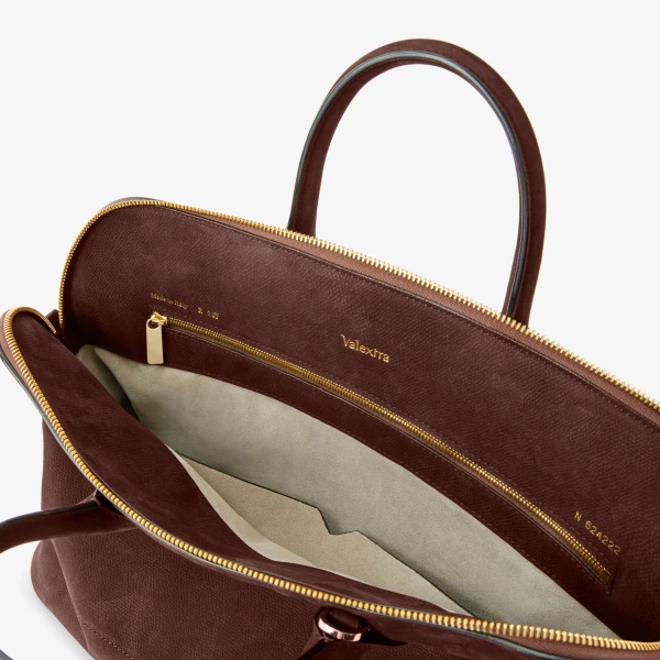 Valextra MyLogo Senso Bowling Medium Bag in Chocolate Brown | Totes & Top-Handle Bags | Luxury Shoes 