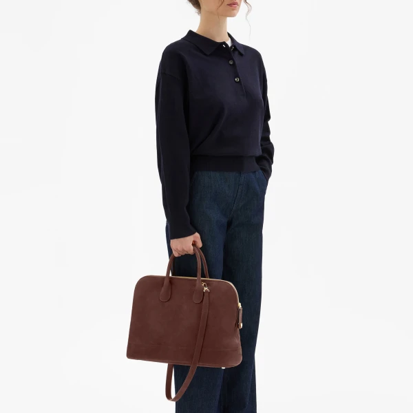 Valextra MyLogo Senso Bowling Medium Bag in Chocolate Brown | Totes & Top-Handle Bags | Luxury Shoes 