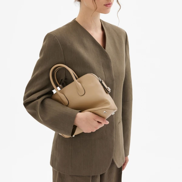 Valextra MyLogo Sublime Bowling Mini Bag in Cashmere Beige | Mini Bags | Luxury Shoes 