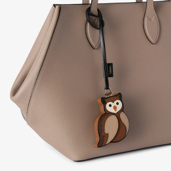 Valextra Owl Charm in Brown Mix | Bag charms | Luxury Shoes 