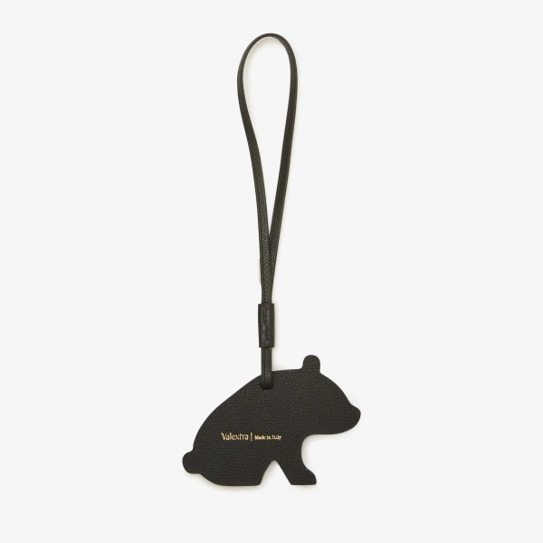 Valextra Panda Charm in Pergamena White and Black | Bag charms | Luxury Shoes 