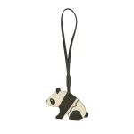Valextra Panda Charm in Pergamena White and Black | Bag charms | Luxury Shoes 