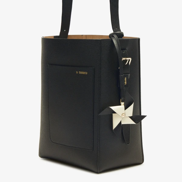Valextra Pinwheel Charm in Black and Pergamena White | Bag charms | Luxury Shoes 