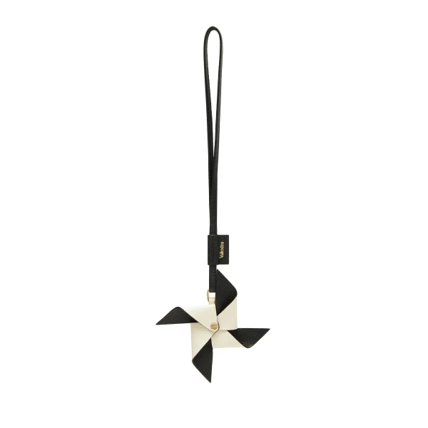 Valextra Pinwheel Charm in Black and Pergamena White | Bag charms | Luxury Shoes 