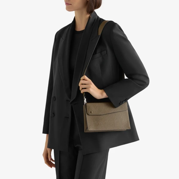 Valextra Pocket Crossbody Bag in Khaki | Men Bags | Luxury Shoes 