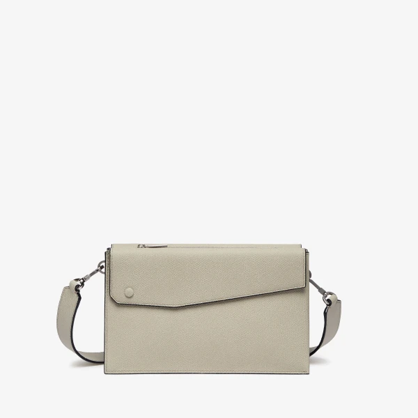 Valextra Pocket Crossbody Bag in Linen Grey | Men Bags | Luxury Shoes 