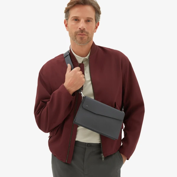 Valextra Pocket Crossbody Bag in Smokey Grey | Men Bags | Luxury Shoes 