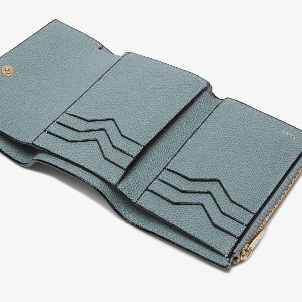Valextra Pocket Purse 6CC in Smokey Blue | Wallets & Purses | Luxury Shoes 