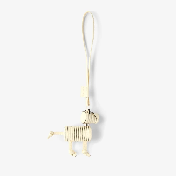Valextra Puppy Dog Charm in Pergamena White and Black | Bag charms | Luxury Shoes 