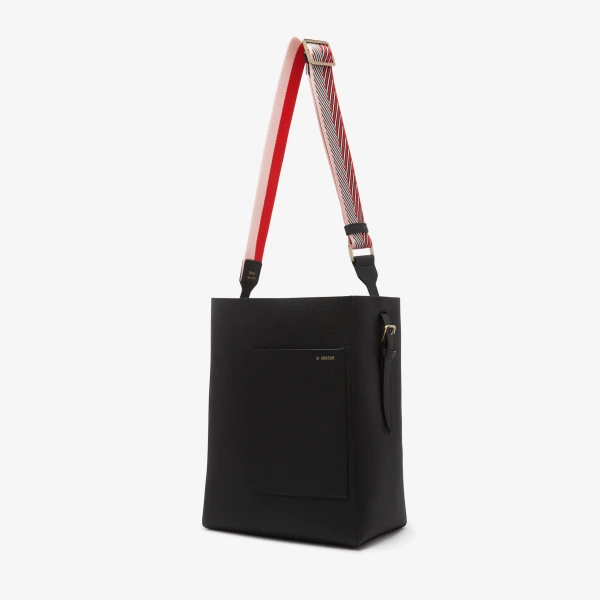 Valextra Shoulder Soft Bucket Jacquard Strap in Peony Pink, Love Red and Black | Bag Straps | Luxury Shoes 