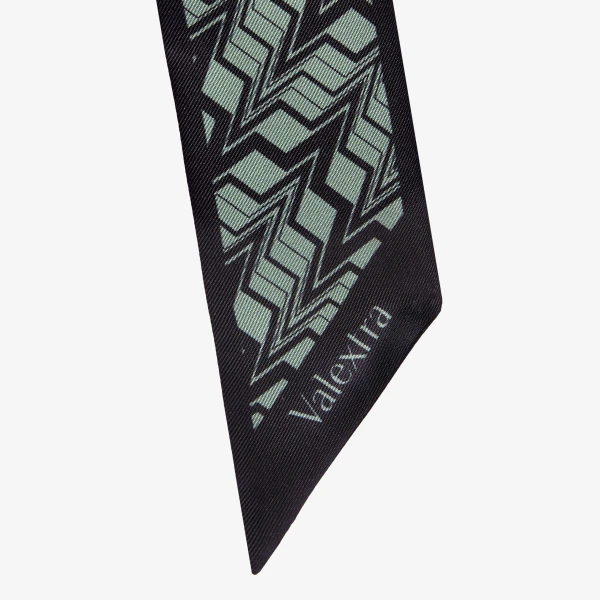 Valextra Silk Band Abstract in Black and Eucalyptus Green | Scarves | Luxury Shoes 
