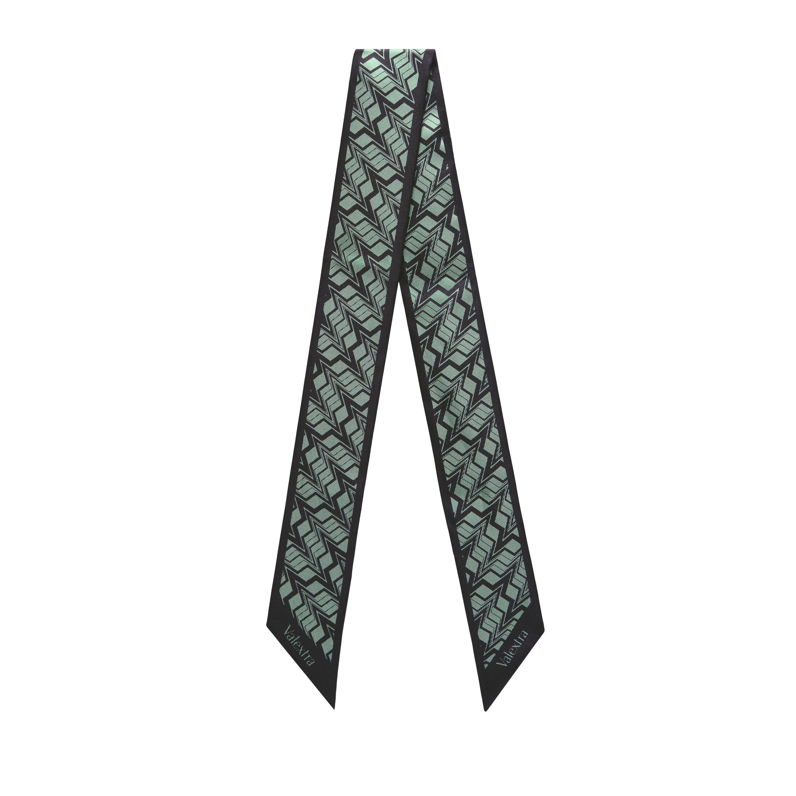 Valextra Silk Band Abstract in Black and Eucalyptus Green Valextra Silk Band Abstract in Black and Eucalyptus Green | Scarves | Luxury Shoes