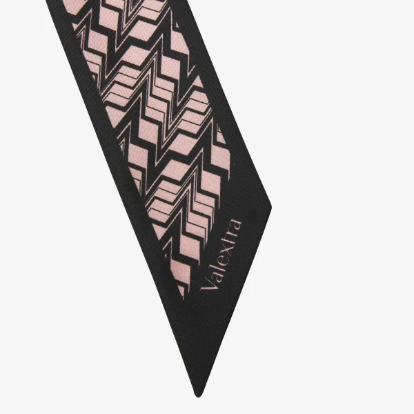 Valextra Silk Band Abstract in Black and Peony Pink | Scarves | Luxury Shoes 