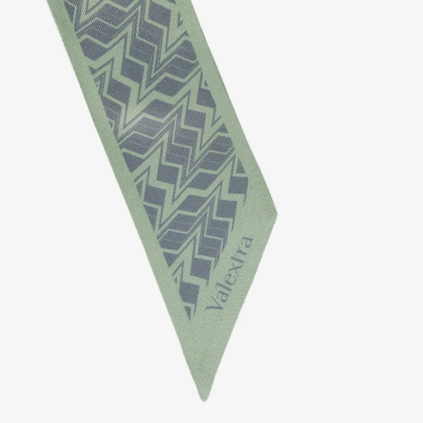 Valextra Silk Band Abstract in Celadon Green and Niagara Blue | Scarves | Luxury Shoes 