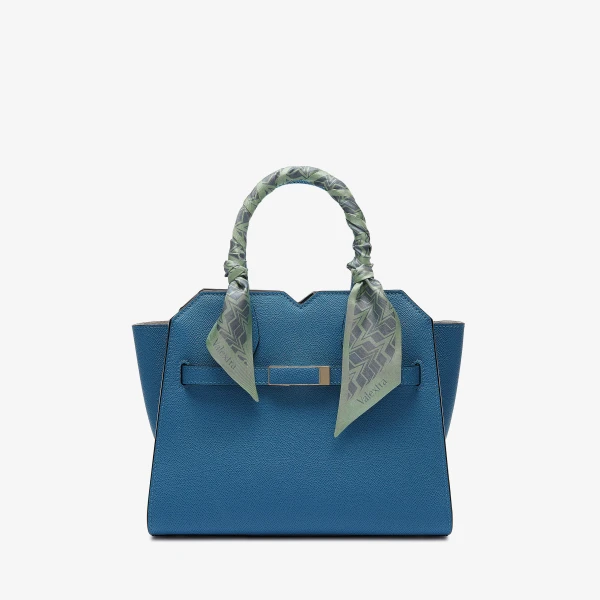 Valextra Silk Band Abstract in Celadon Green and Niagara Blue | Scarves | Luxury Shoes 
