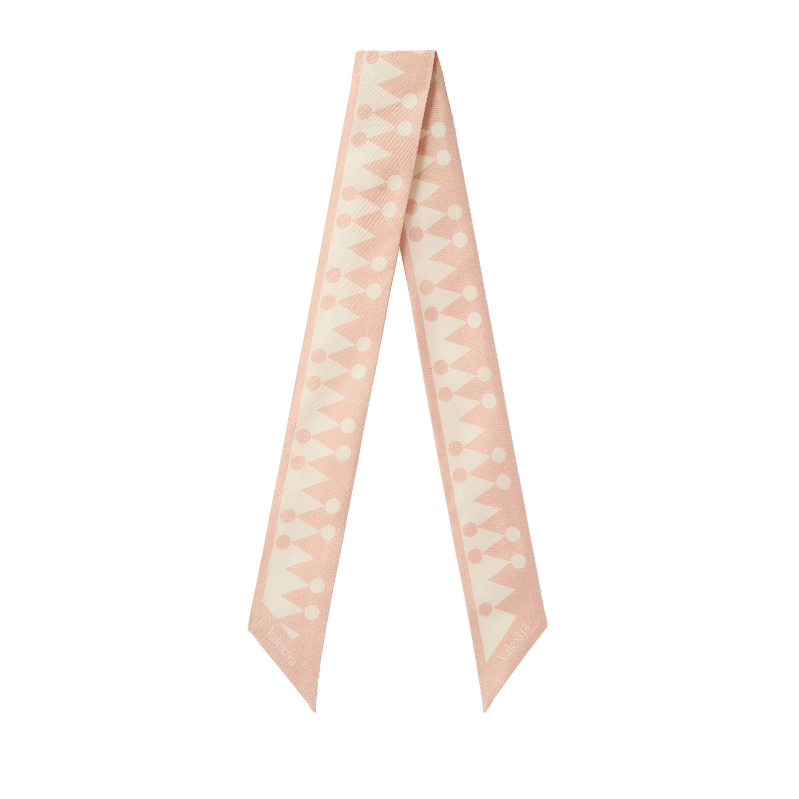 Valextra Silk Band Geometric in Bonne Mine Pink and Pergamena White Valextra Silk Band Geometric in Bonne Mine Pink and Pergamena White | Scarves | Luxury Shoes